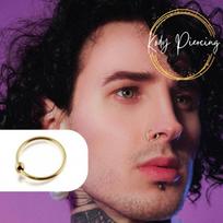 KODY PIERCING 14k vientiso geltono aukso nosies žiedas auskarų vėrimo brangakmenis su 8 mm kamuoliuku – kokybiškas auskarų vėrimas