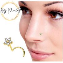KODY PIERCING 14K auksinis auskarų vėrimas, gėlių nosies varžtas su kubiniu cirkonio oksidu – kokybiškas auskarų vėrimas