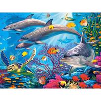 Deimantinė tapyba Delfinų kraštovaizdis Deimantinė siuvinėjimo technika Povandeninis pasaulis Rankdarbiai Mozaika Rankdarbiai 20X30CM