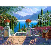 Diy 5d Diamond Embroidery Cherry Blossom Park Scenery Diamond Painting Mosaic Art 20X30CM gray