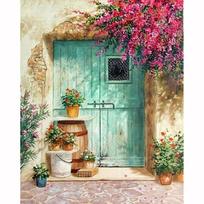 Floral Door 5D DIY Diamond Painting Embroidery Pattern 3d Cross Stitch Kits Wedding Room Decor 20X30CM blue