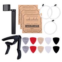 Guitar/Ukulele Tool Kit 10pcs Soft Felt Ukulele Picks(Random Color) 3 Set of Strings(4pcs/Set) 1pc