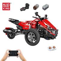 MOLD KING Techninis automobilis Motorizuotas Motociklo Modelis Statybiniai blokai Greita Mechaninė Transporto priemonė MOC Plytos Žaislai berniukams Dovana raudona