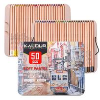 KALOUR Naujas 50 vnt. Profesionalus minkštų pastelinių pieštukų rinkinys Medžio spalvos Pastelinių spalvų pieštukai Piešimui Mokyklai YSL 50PCS