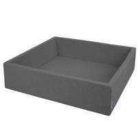KiddyMoon kvadratinis baseinas su kamuoliukais 120x30cm/be kamuoliukų 7cm kvadratinės kamuoliukų duobutės kūdikiams žaisti vonioje, pagaminta eu, tamsiai pilka
