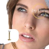KODY PIERCING Labret aukso spalvos anoduotų kristalų rinkinys su Bioflex strypais 10 mm