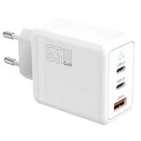 TB 2x USB-C + USB-A Power Delivery Charger, white, 65W GaN