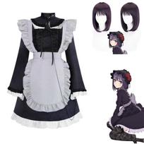 Anime Marin Kitagawa Mano suknelė Darling Cosplay Tarnaitė Galvos apdangalas Perukas Kaklo papuošalas Kuroe Shizuku Lolita Helovino kostiumas L-(Costume+Wig)