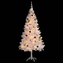 Dirbtinė Kalėdų eglutė su žaisliukais ir LED, 180 cm, balta