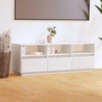 vidaXL Televizoriaus spintelė, balta, 140x37x50cm, pušies masyvas