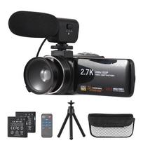 Andoer 2,7K skaitmeninė vaizdo kamera vaizdo kamera DV įrašymo įrenginys 48MP 16X skaitmeninis priartinimas 3,0 colio IPS Touch juoda