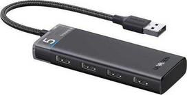Ugreen CM653 HUB su 4 USB-A jungtys ir USB-A maitinimo laidu - juodas