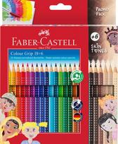 Akvareliniai spalvoti pieštukai Faber-Castell Colour Grip 18 +6 odos atspalvio spalvos