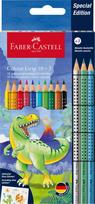 Akvareliniai pieštukai Faber-Castell Colour Grip Dinosaurus, 10 +3 metalizuotos spalvos