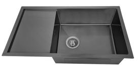 Nerūdijančio plieno plautuvė D7844H BLACK, su sifonu