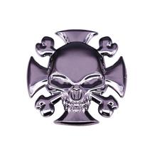 Steampunk geležinis kryžius kaukolės emalio smeigtukas Totenkopf skydas sagė metalinis ženklelis rokeris dviratininkas papuošalai