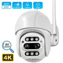 Nauja 8MP 4K PTZ IP kamera 8x priartinimo dviejų objektyvų žmogaus aptikimo CCTV kamera 4MP lauko CCTV Wifi vaizdo stebėjimo kamera ICSEE APP EU Plug