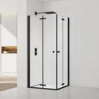 Sulankstomų durų dušo kabina SAT SATSK8080C juodos matinės spalvos 80x80cm