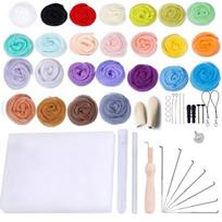 25 spalvų adatų vėlimo rinkinys Vilnos vėlimo įrankiai Rankų darbo veltinio adatų rinkinys Vėlimo audinio medžiagos Priedai 25 colors with tool