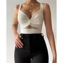 Women's Tank Top Ins Kink Elastic Tie New V-neck Open Back Small Sling Summer XL balta