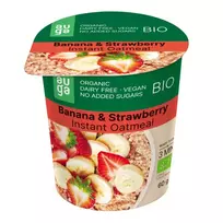 Ekologiška avižinė košė su bananais ir braškėmis AUGA, 60 g