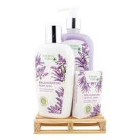 Kosmetikos dovanų rinkinys "Lavender SPA" (skystas muilas 300ml + kūno pienelis 250ml + muilas 100g)