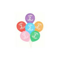 Balionai su heliu 2 gimtadieniui - Happy birthday - 30cm, 6vnt.