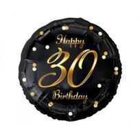 Folinis balionas su heliu 30 jubiliejui - Happy birthday, 45cm