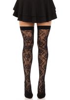 Leg Avenue Wild Rose Net Thigh Highs 6216 Black