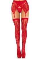 Leg Avenue Lace Thigh Highs & Garterbelt 1608 Red