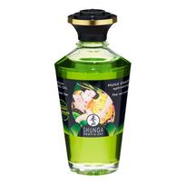 Shunga Exotic Green Tea, 100 ml Žaliosios arbatos kvapo ir skonio šildantis masažo aliejus