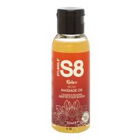 Stimul8 Relax, 50 ml Žaliosios arbatos ir alyvų kvapo masažo aliejus