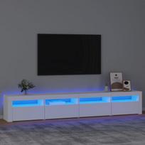 Televizoriaus spintelė su led apšvietimu, balta, 240 x 35 x 40 cm