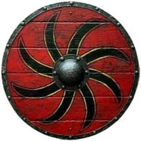 Viduramžių vikingų apvalus skydas, unikalus mūšio šarvų dizaino skydas, medinis 24 colių raudonas