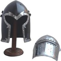 Viking Battle Visored Knight Black Šalmas Viduramžių Barbate Šalmas Šarvai SCA LARP kopija