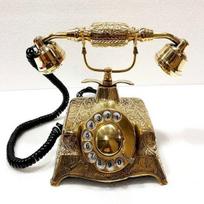 Jūrinis tvirtas gražus Viktorijos laikų žalvarinis sukamasis, veikiantis biuro telefonas