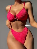Seksualus moteriškas maudymosi kostiumas Push Up Bikini Aukšto juosmens Bikini rinkinys Briaunotas moteriškas maudymosi kostiumas Brazilijos maudymosi kostiumai Paplūdimio drabužiai Biquini L balta