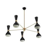 Mid Century Stilnovo Hourglass Chandelier 5 Arm 10 lemputės lizdas