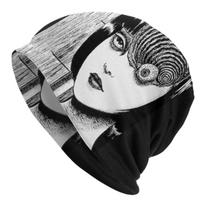 Japoniškas manga siaubas Tomie Junji Ito Skullies Beanies Kepurės Unisex Žiemos Šilta Mezgimo Skrybėlė Hip Hop Skrybėlės su skrybėlėmis lauke Beanies Hat