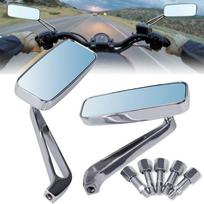 1 pora motociklo galinio vaizdo veidrodėlio Retro kvadratinių nuo akinimo saugančių aliuminio šoninių veidrodžių modifikuoti priedai plating#