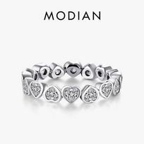 Modian Cubic Zirconia Jewelry 925 Sterling Silver Love Hearts To Hearts Ring Eternity Simulated Ring Bands Jewelry For Women 5 sidabras