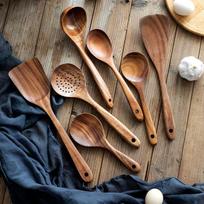 7cs rinkinys Nedažytas medinis mentele Buitinis mentelės rinkinys Restoranas Medinės salotos Šaukštas Šakė Maišymas Šaukštas Sriuba Šaukštas Makaronų samtelis Virtuvė