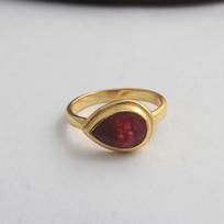 Geltonu auksu padengti laboratorijoje sukurti rubino rankų darbo žiedas 925 sterlingų sidabro pareiškimas 5