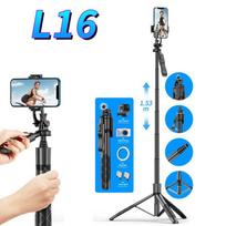 L16 Asmenukių lazdelė Trikojis Mobiliojo telefono fotografavimas Integruotas laikiklis Anti-shake 360 ​​laipsnių sukimasis Daugiafunkcis ant grindų statomas asmenukių stovas A