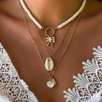 BLINGBAY moteriškas pakabukas Naujas jūros vėjo kriauklė kutas Daugiasluoksnis karoliai su polimerinio molio lakštu Starfish Collar Girls Party Juvelyriniai dirbiniai Dovanos