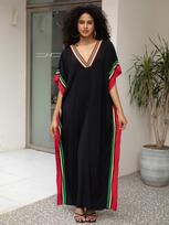 EDOLYNSA Juoda marginta atpalaiduota Kaftan moteriška chalatas kaftan apranga atostogoms Boho maudymosi kostiumėlis uždengtas kaftanas Homewear namų suknelė Q1615 One Size įvairiaspalvis