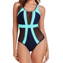 Sexy One Piece Swimsuit Women Mesh Swimwear Lace U Neck Bikini S