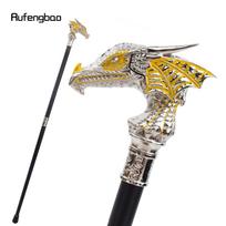 Auksinė balta prabangi drakono galvutė vaikščiojimo lazda, madinga dekoratyvinė lazda Gentleman Elegant Cosplay lazdelės rankenėlė Crosier 94 cm