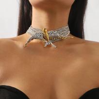 Vintažinis daugiasluoksnis kalnų krištolo kregždės Choker karoliai sidabras