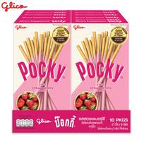 Glico Pocky braškių skonio, biskvitinis pagaliukas, padengtas braškių skonio konditeriniu gaminiu, 49 g x 10 vnt. - Tailandietiškas užkandis 49 g x 10 pcs